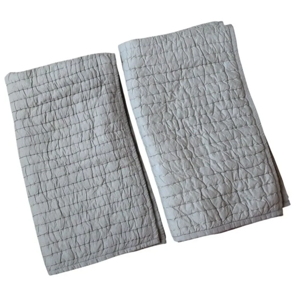 West Elm Airy Cotton Voile Solid Quilted King Sham Set Graystone *FLAW*